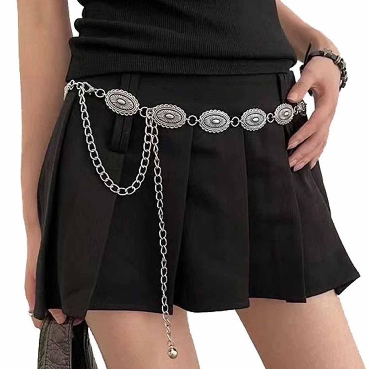 European Bohemian Ethnic Metal Waist Chain for Women - Retro Dress and Shirt Accessory серебряный
