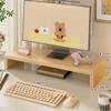 Solid Wood Monitor Stand for Girls' Office with Storage Shelf