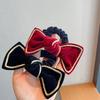 Retro Gold Velvet Bow Hair Tie: Versatile Women's Ponytail Holder with Black Elastic