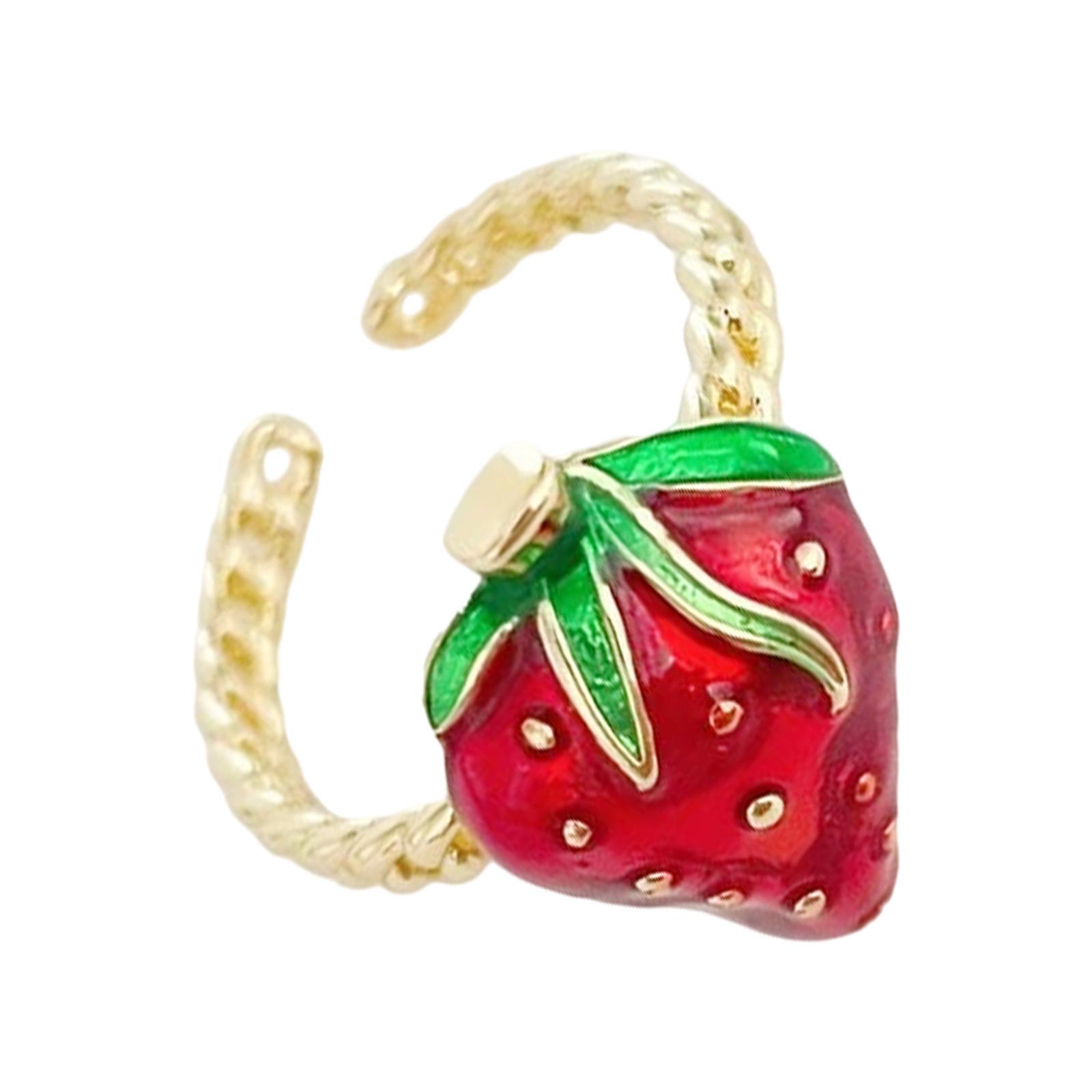 

Модные кольца с клубникой и вишней, реалистичный дизайн, удобные ювелирные изделия из сплава для женщин и любителей моды 1