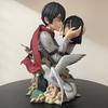 22cm Attack On Titan Kiss of Death GK PVC Action Figure Anime Mikasa·Ackerman Hold Eren Jaeger Head Figure Model Toys Doll Gift