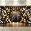 2D Zwart Goud Ballon Achtergrond Glitter Feest Fotografie Achtergrond