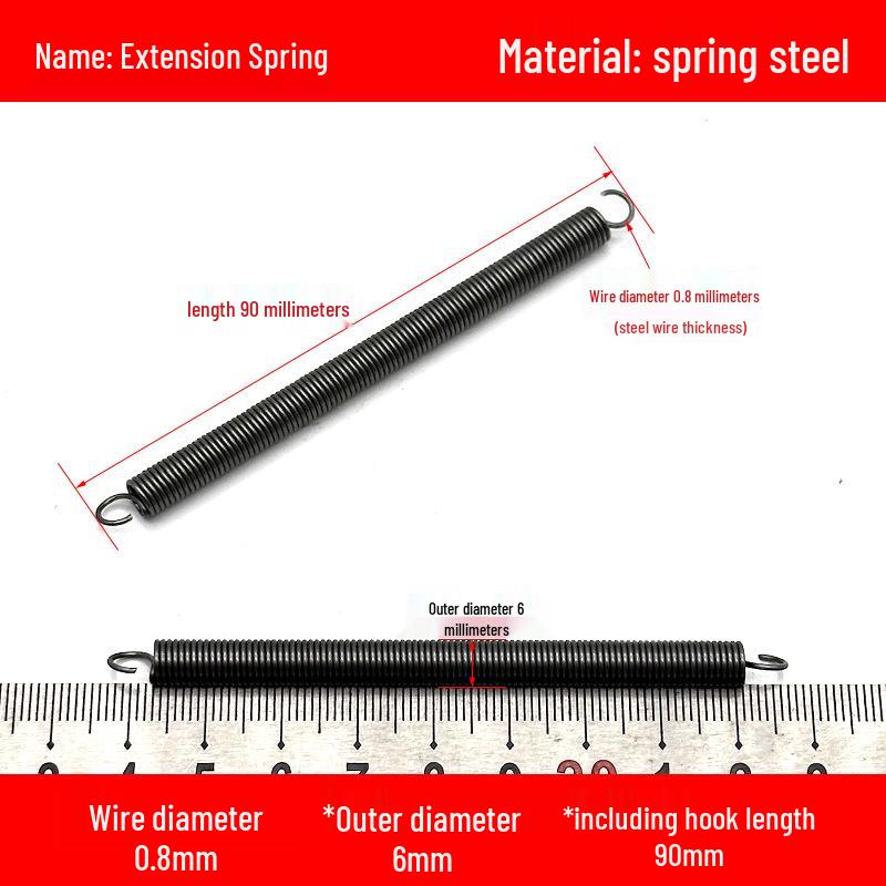 0.8mm Yellow Extension Spring with Hooks - Stapler Rebound Force 
