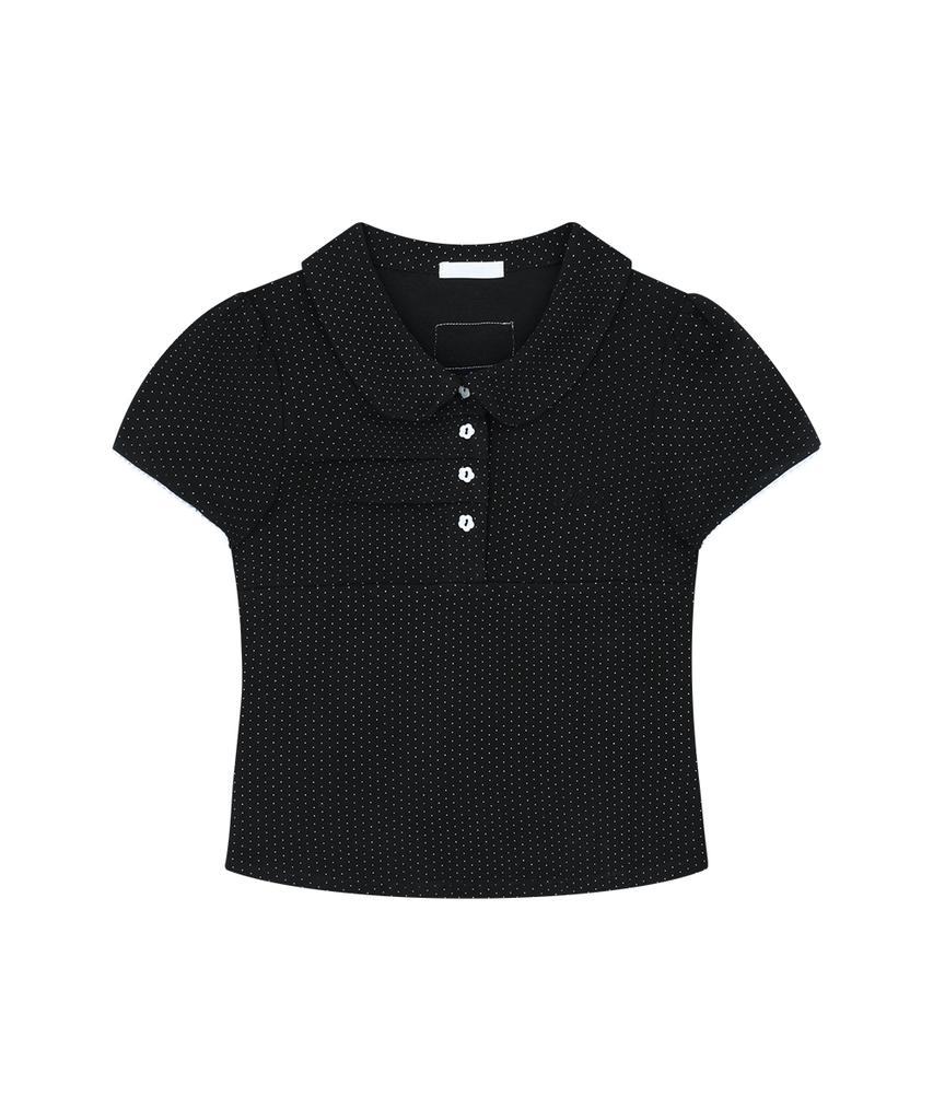 ILLIGO Dot Pintuck Collared Tee Black