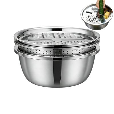 Stainless Steel Strainer Basin Washing Draining 26cm Colander Basket Set for Vegetables Fruits Rice Washing Draining Kitchen
