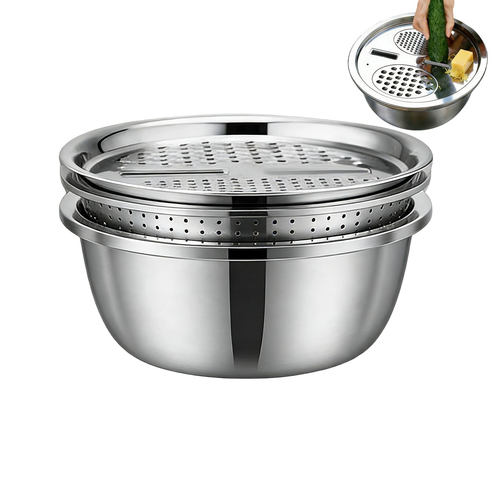 

Stainless Steel Strainer Basin Washing Draining 26cm Colander Basket Set for Vegetables Fruits Rice Washing Draining Kitchen CN