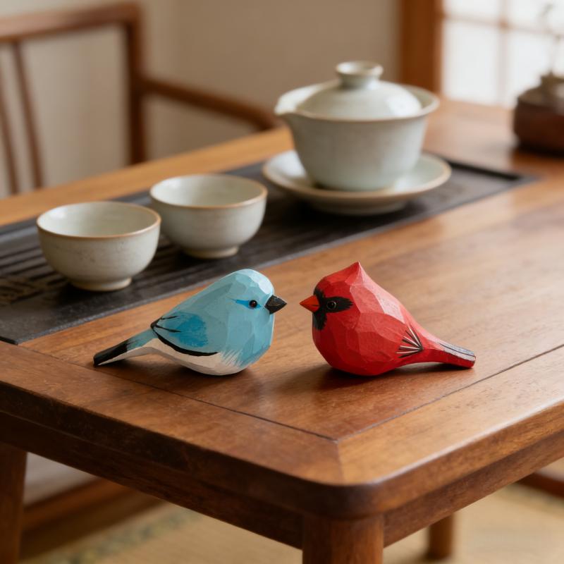 Hand Carved DIY Bird Ornaments, Wooden Crafts, Home and Office Desktop Ornaments, Small Animal Decorations