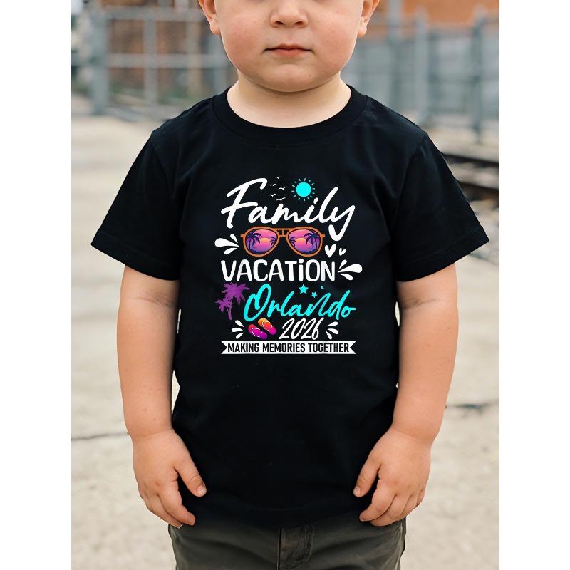 

European Size Boys Round Neck Short Sleeved T Shirt Orlando Childrens Family Vacation Souvenir 98cm чёрный