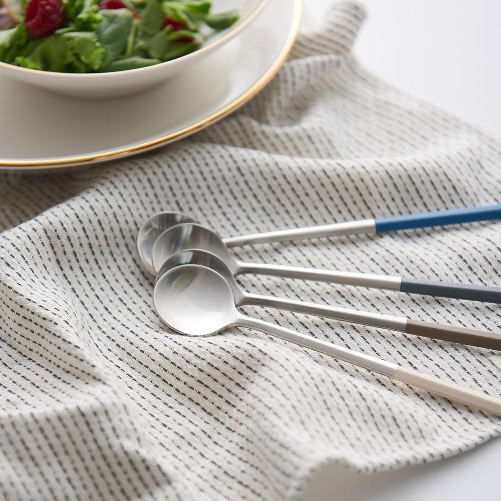LASSIETTE EBRO PREMIUM Stainless Steel Long Tea Spoon Easy Grip Tableware 4 Color