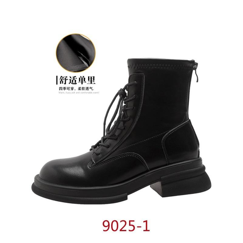 New thick-soled Martin boots with heightened elasticity and thin boots for women's thick-heeled lace-up short boots and velvet women's boots