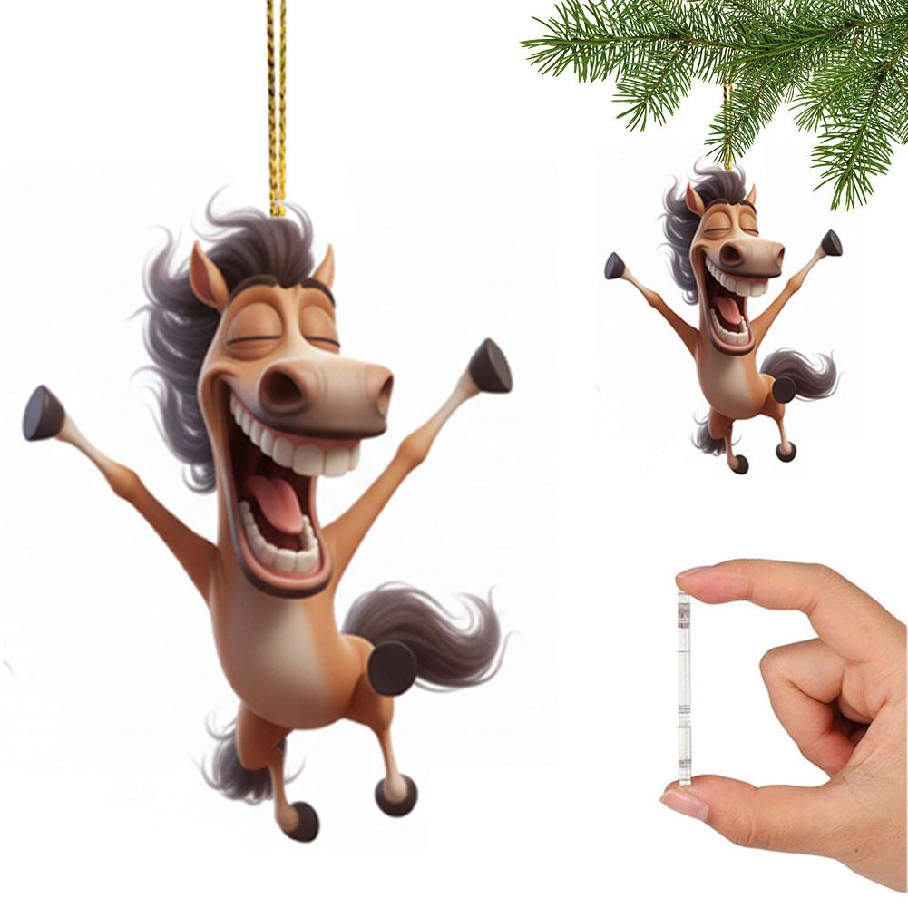 Funny Large Mouthed Horse 2D Flat Acrylic Pendant Women Auto Rearview Mirror Hanging Acrylic Car Pendant Car interior Gifts