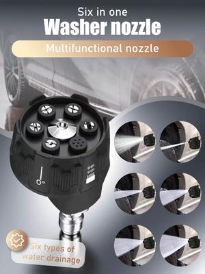 6-in-1 Multifunctional Washer Nozzle – Adjustable Water Spray Patterns for Car & Outdoor Cleaning