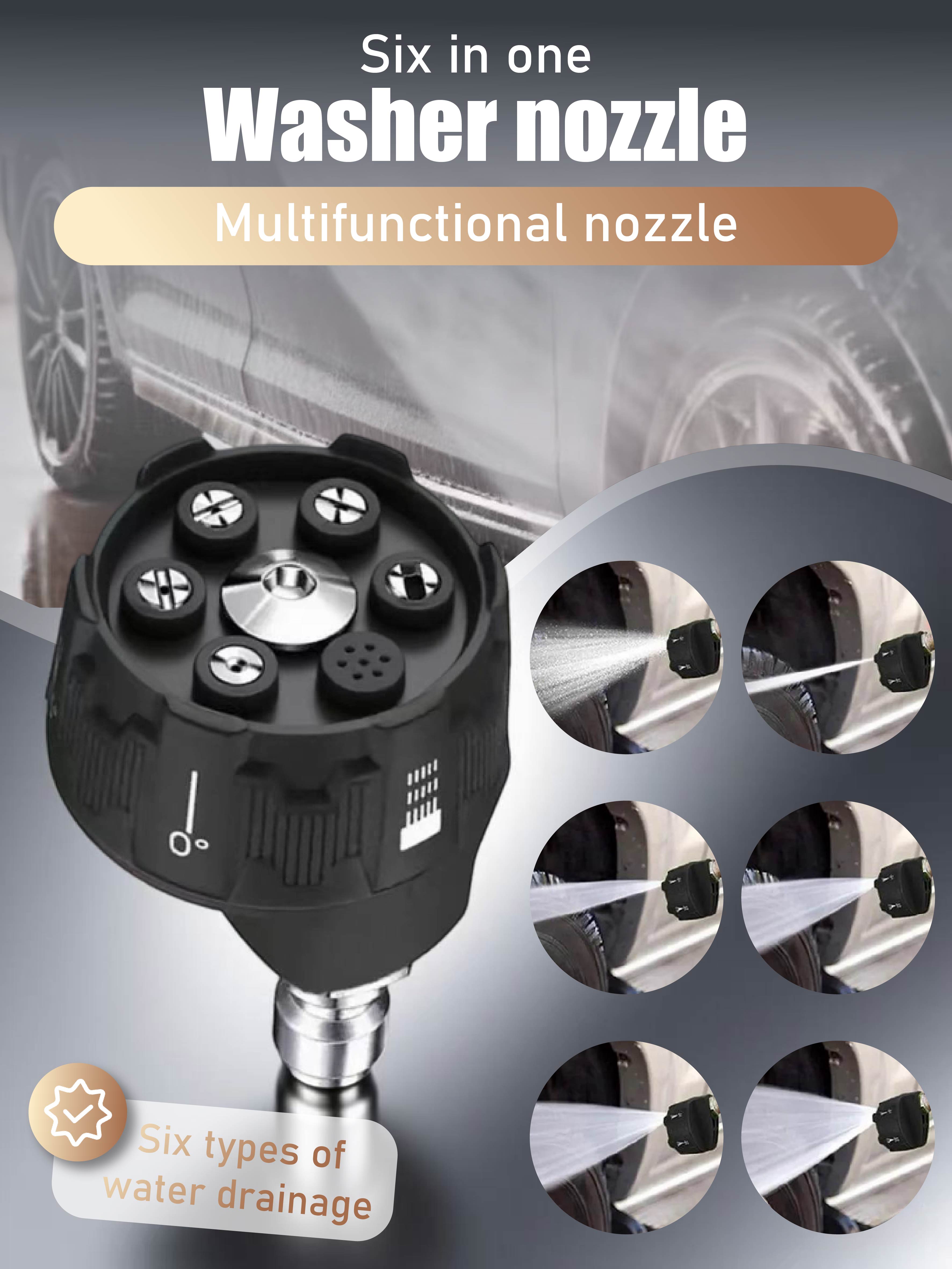 

6-in-1 Multifunctional Washer Nozzle – Adjustable Water Spray Patterns for Car & Outdoor Cleaning