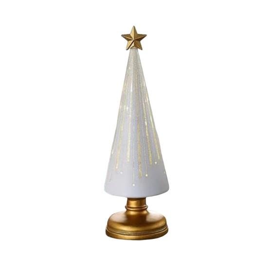 Twinkle Light Christmas Tree Illuminated Starry Night Resin Christmas Tree Ornament for Holiday Bedroom Dorm Tabletop Decor