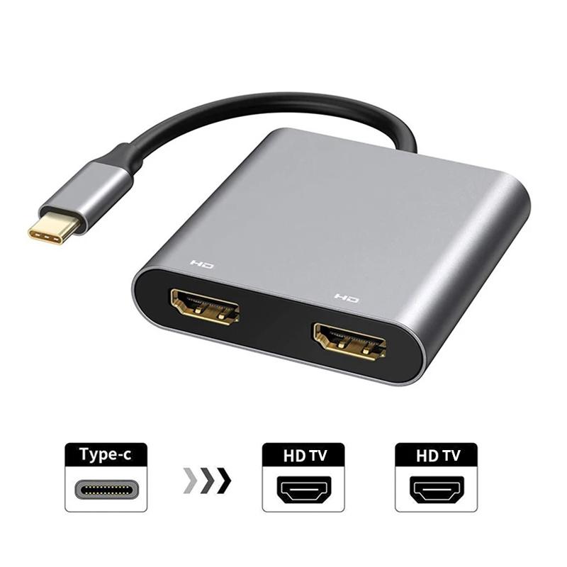 4 in 1 2 in 1 Type C to Dual HDMI-compatible Extend Splitter PD USB HUB 4k Multi Displayer Converter Support For Fast Charging