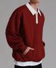 LIKE THE MOST Collared Rugby Oversized Sweatshirt_Wine