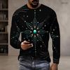 Men s Plus Size Round Neck Long Sleeve Black Golden Printed Straight Hem Pullover T Shirt