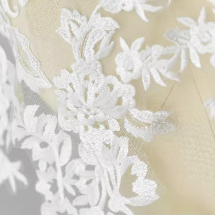 High-Grade Cotton Thread Embroidery Lace Accessories Wedding Dress Veil Handmade Diy Material Clothing Decoration Accessories White