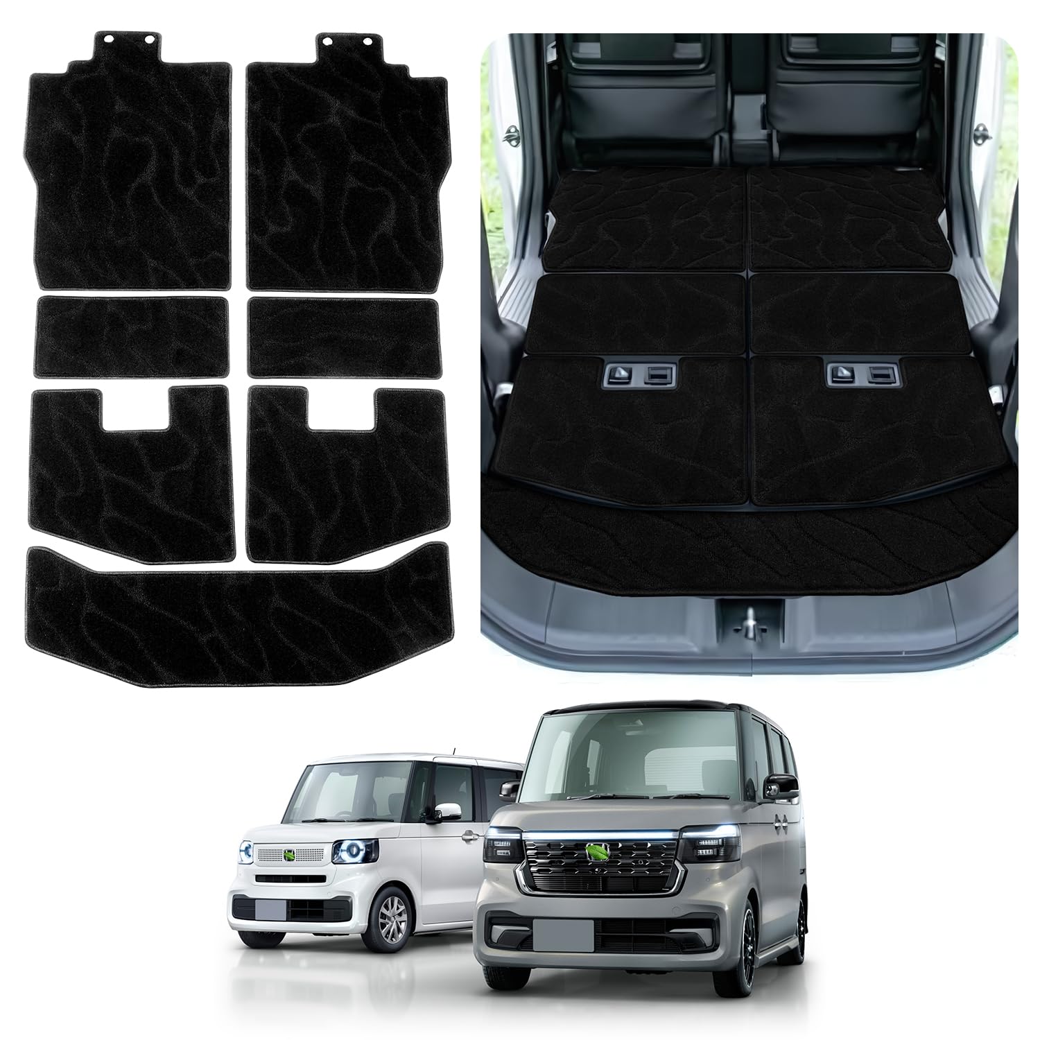 

AUTO SPEC Honda Luggage Trunk New NBOX Custom Luggage Room Cargo Car Floor Compatible with 2023 and Interior Easy Protective Wave Pattern Set N-BOX чёрный