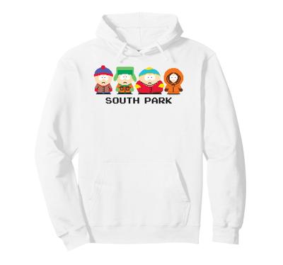 South Park 8-Bit-Charaktere mit Show-Logo Lustiger Cartoon-Hoodie