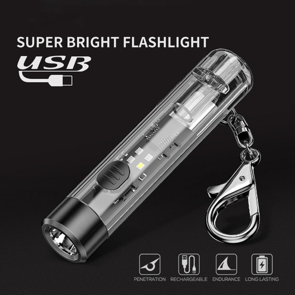 Portable Mini LED COB Flashlight USB Rechargeable with Red&Blue Light LED Torch Ultra Bright Camping Lantern Searching Hiking