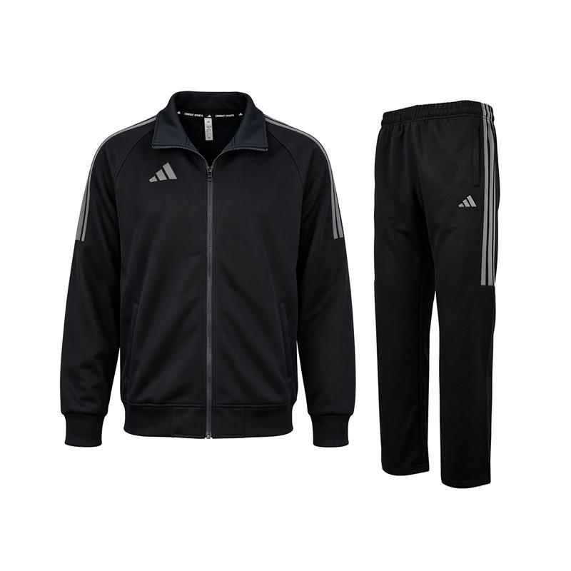 Мужской спортивный костюм Adidas с 3 полосками, унисекс, черный с серым 3XL black