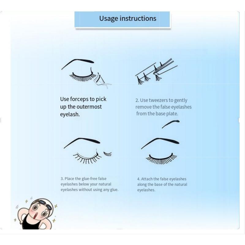 1 PACK/6 Reihen klebefreie dicke Comic-Wimpern, fotogene segmentierte Sonnenblumen-Loli-Falsche Wimpern
