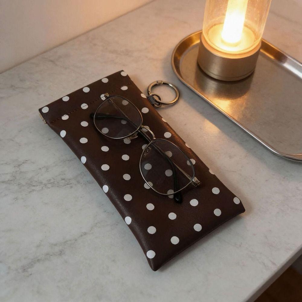 Mit Schlüsselanhänger Gepunktete Brillenetui Tragbare Leder Brillenaufbewahrungstasche Sonnenbrillenbeutel Outdoor