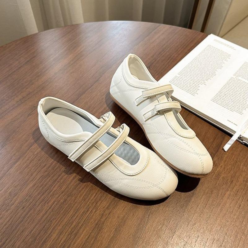 

Повседневная обувь на липучке с плоской подошвой, осенняя новинка, балетки с круглым носком, студенческая легкая спортивная обувь 40