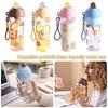 Cartoon 750ml Straw Cup Large Capacity with Lanyard Water Cups Sports Water Bottle