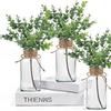 Retro Hemp Rope Glass Vase - Floral Transparent Desktop Ornament
