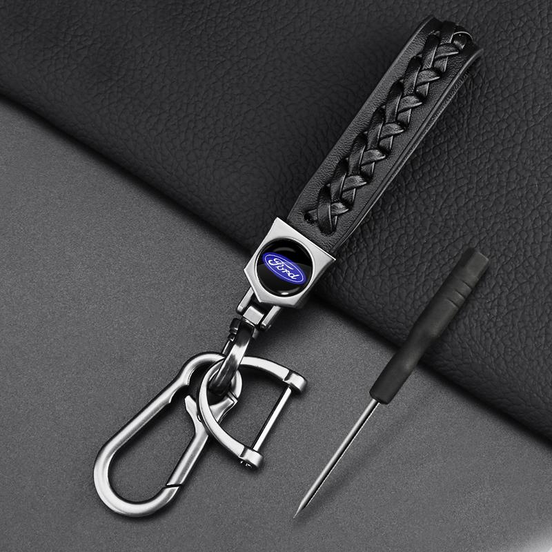 Leather Key Chain Car Keyring Pendant Keychain Decor Styling For Ford Focus 2 3 mondeo mk3 f150 fusion mustang mk7