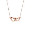 Purple Gold-Plated Rose Gold Heart-To-Heart Color Gold Necklace Fashionable And Simple Double Heart Chain For Women