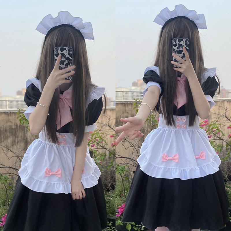 2026 New Black and White Maid Clothing Women's Clothing Daily Loli Maid Cute Dress Large Size