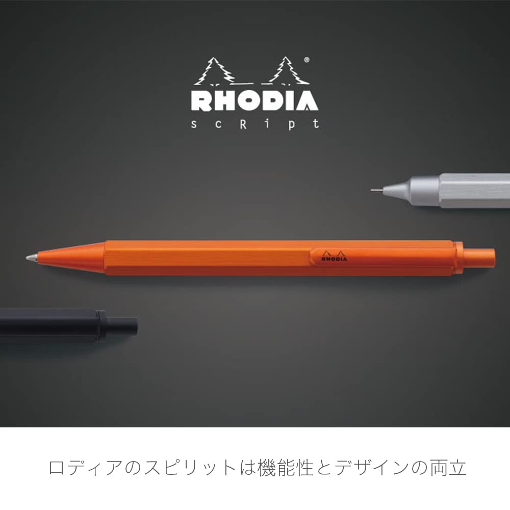 Rhodia Script Ballpoint Hexagonal Aluminum Hairline Low Viscosity RHODIA SCRIPT cf9281 Pen, 0.7mm, Barrel, Body, Finish, Oil-Based Ink, Silver,