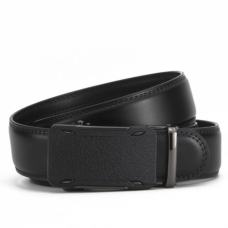 Frosted Automatic Buckle Edge Two-Layer Cowhide Belt, Business And Leisure Men'S Trendy Belt