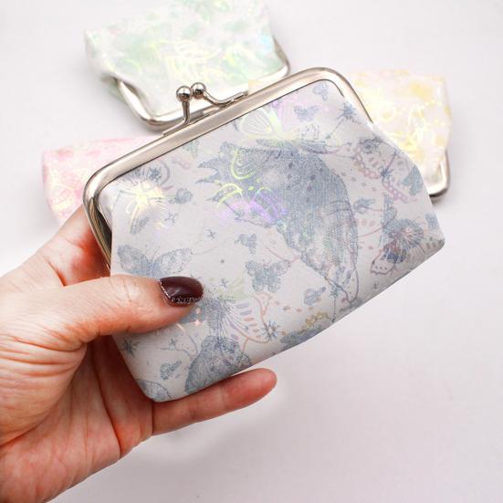 Butterfly Print Coin Purse, Women Small Change Purse, Gradient Butterfly Kiss Lock Closure Pouch for Coins Cards Cash