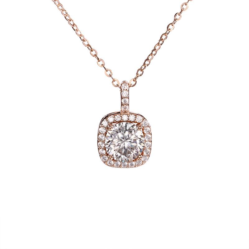 Korean Version of Light Luxury Micro-inlaid Super Flash Moissanite Pendant, Advanced Design Sense, Creative Temperament, Collarbone Chain