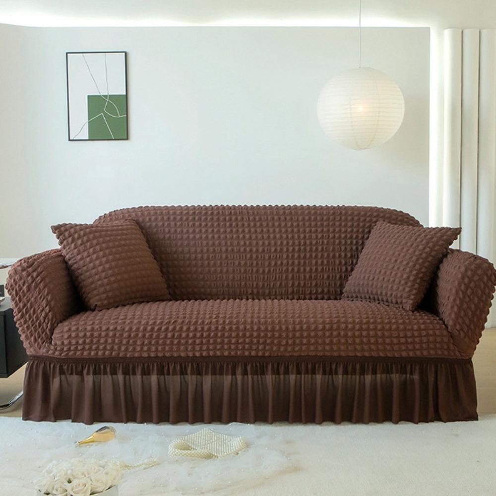 Copridivano Universale a L 3 Posti con Chaise Stretchabile Tessuto a Bolle Antipolvere Copertura Protettiva