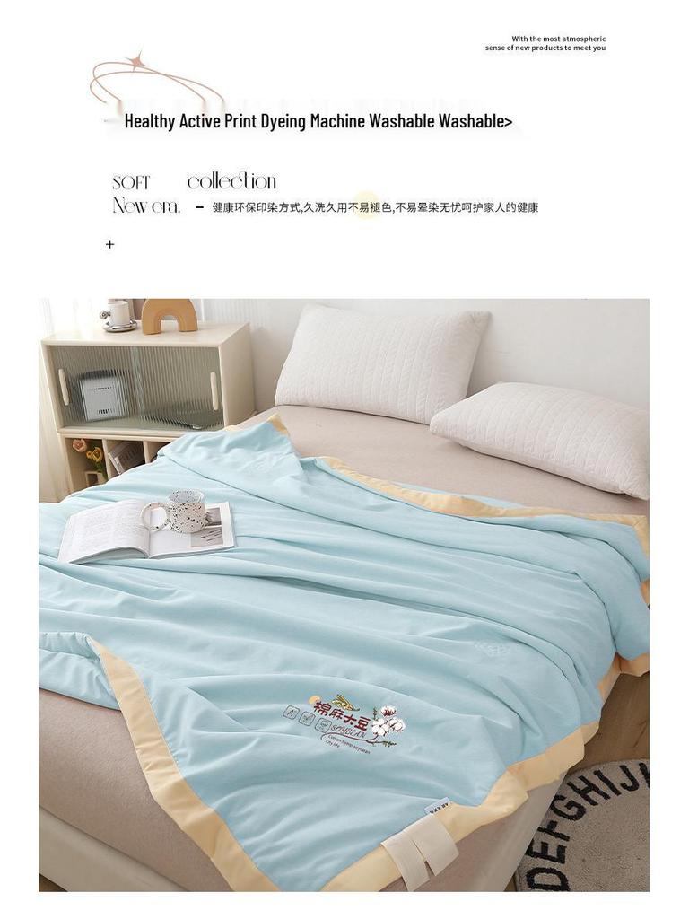 2026 Summer Cotton-Linen Quilt: Hand-Stitched Edging, Cool & Lightweight for Air Conditioning