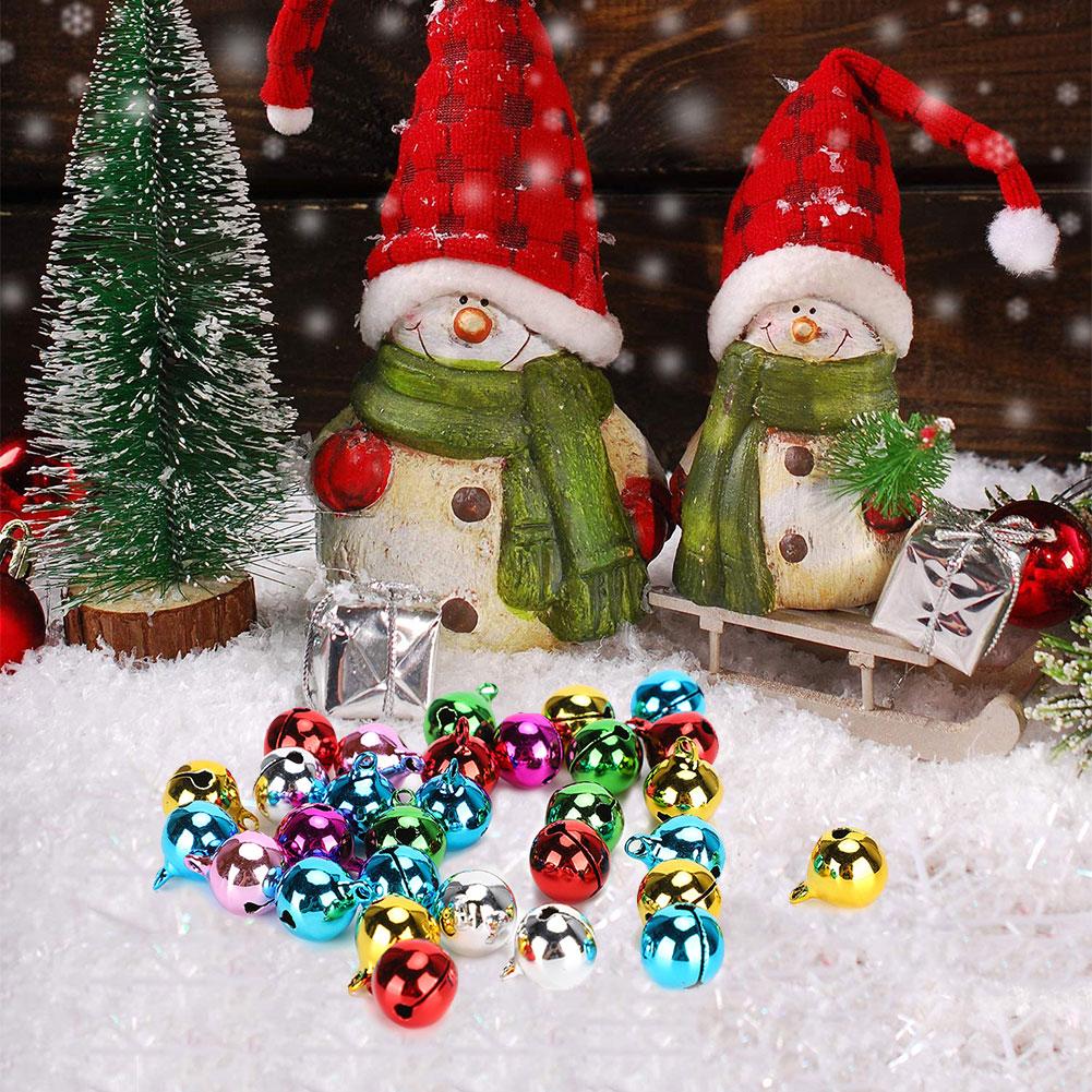 50Pcs Small Metal Bell Colourful Paint Christmas Jingle Bells Key Pendant Party DIY Beads
