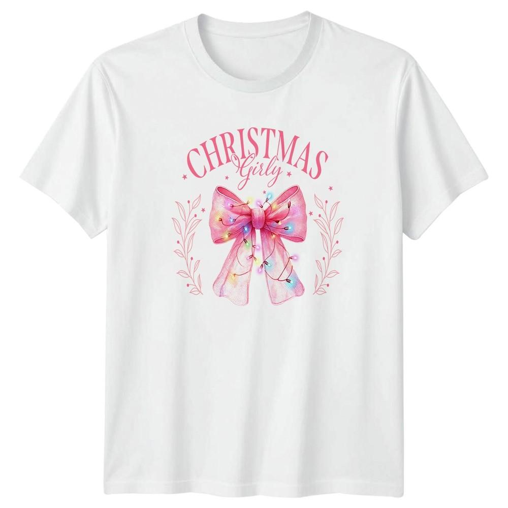 Christmas Girly Christmas Holidays Bow Lights Unisexs Unisexs Graphic Tee S