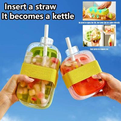 Κύπελλο Ψύξης με Σιλικονούχο Φόρμα Πάγου με Ένα Κλικ και Καπάκια Κύπελλο Παγοποίησης με Καλαμάκι + Φόρμα για Δέσιμο Καλωδίων Κύπελλο με Καλαμάκι Τροφίμων Βραστήρας για Ποτά Εύκολη Αποφόρμα Παγομηχανή