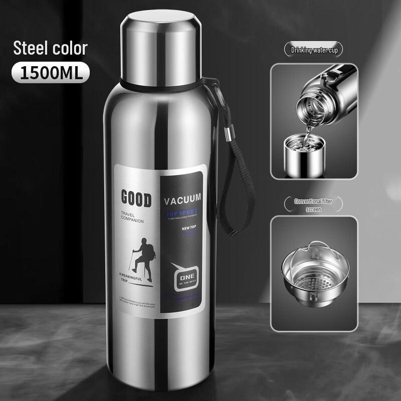 Portable Insulated Silver Water Bottle