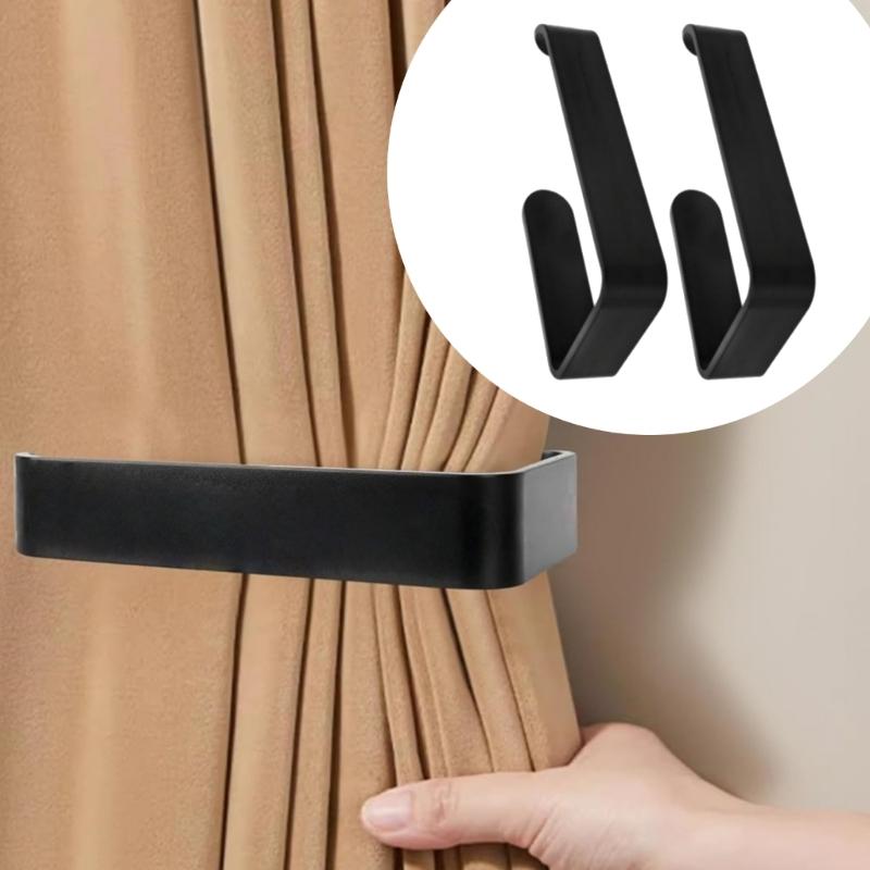 2Pcs Acrylic Curtain Tiebacks Holdbacks Hooks Wall Mounted Window Drapery Holders Buckles for Home and Office Decors