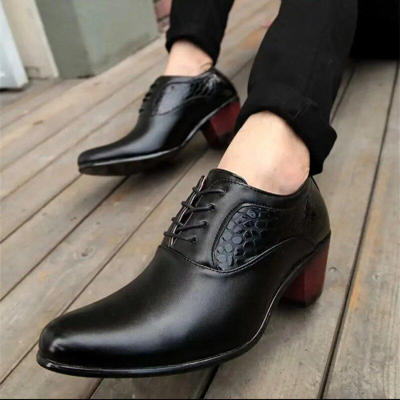 Fashion Men Retro Formal Shoes Black Patent Leather Lace Up Business Derby Shoes Casual Fashion Versatile Shoes Size 38-46 Men Shoes