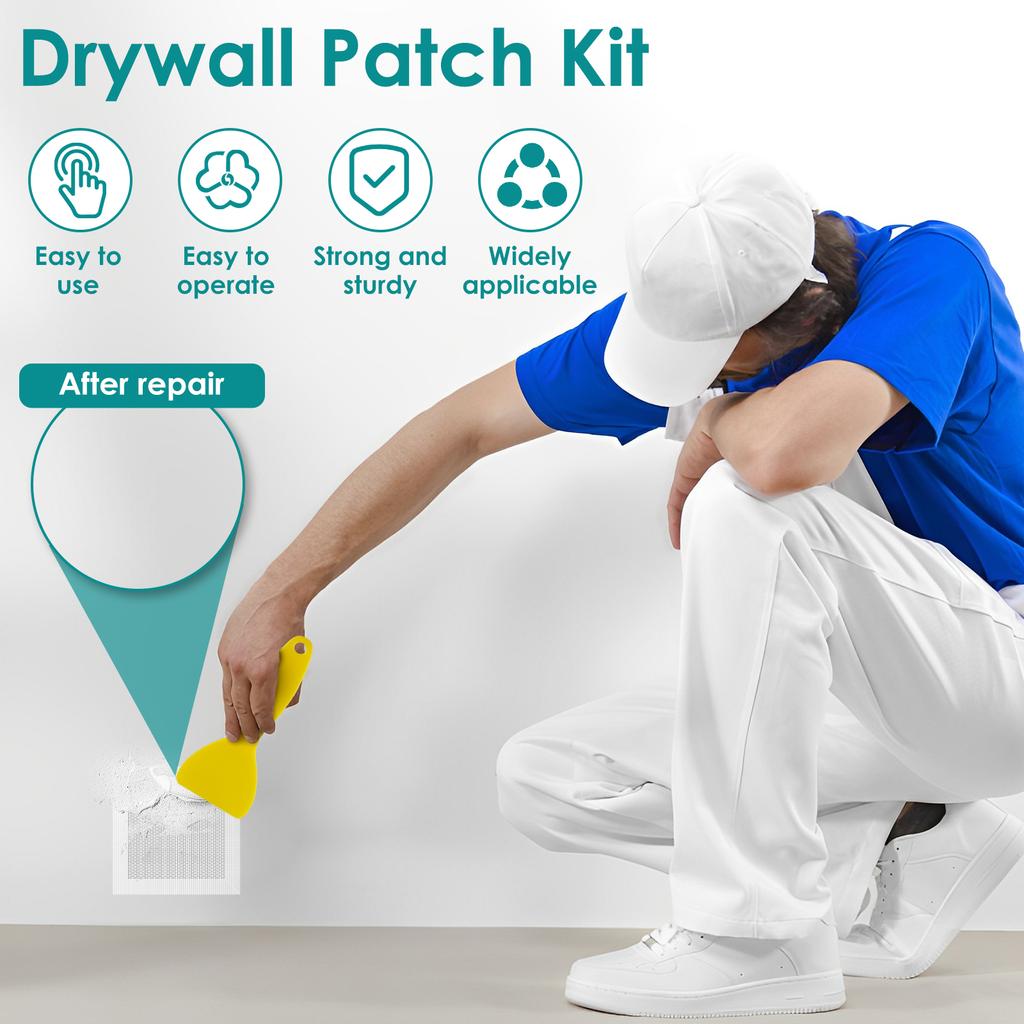 21Pcs Mesh Wall Repair Patch Drywall Repair Kit 2/4/6/8inch Fiberglass Mesh Crack Patch Self Adhesive Drywall Repair Kit