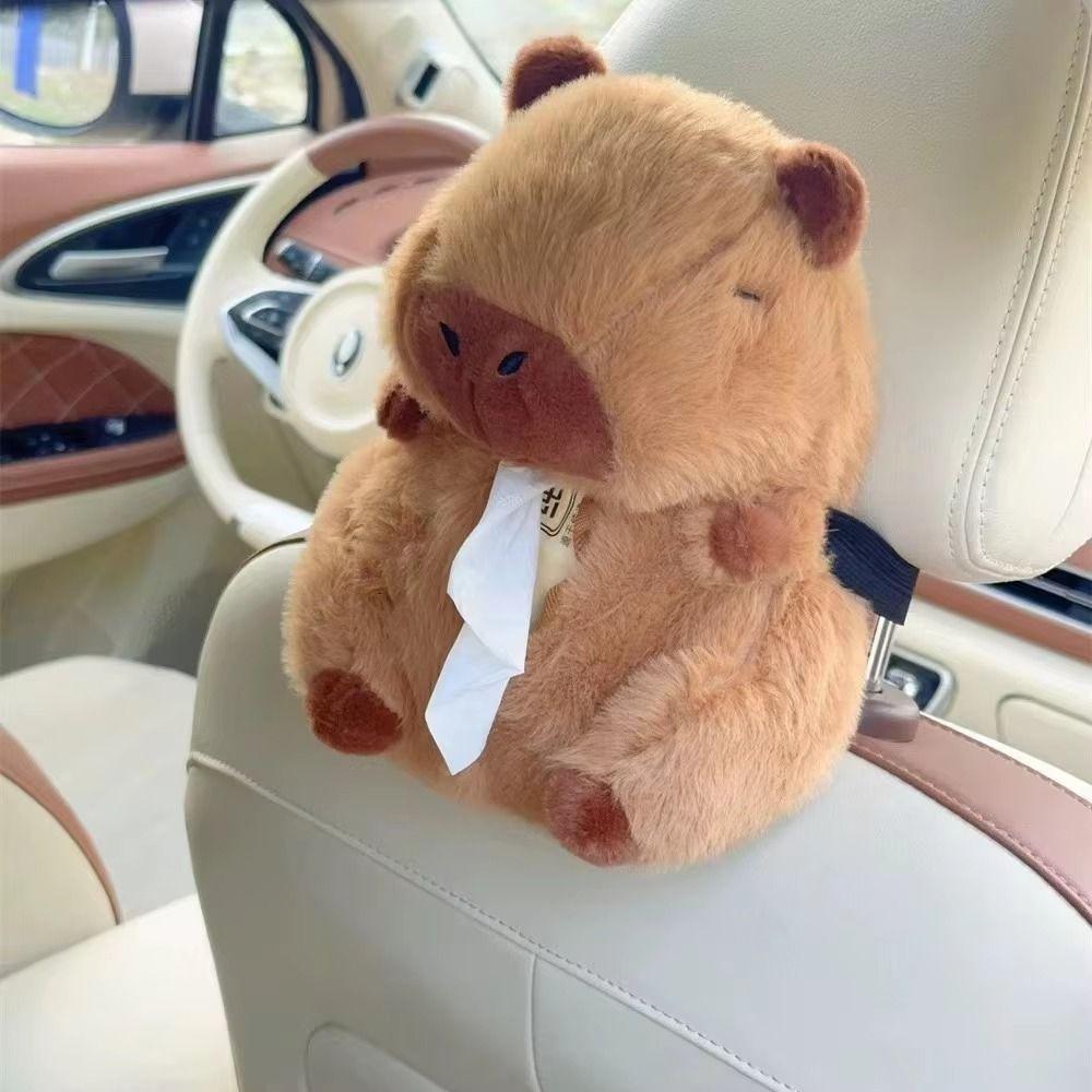Capybara Car Tissue Box Cartoon Tissue Storage Bag Car Backseat Hanging Tissue Bag  Home Decor