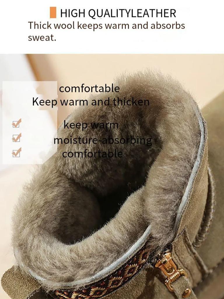 Fashion New Winter Plus Velvet Padded Warm Thick Soled Women'S Snow Boots Zipper Short Boots Wearing Cotton Shoes.