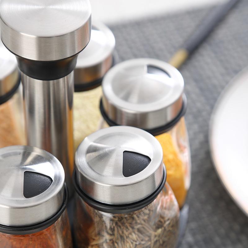 Seasoning Bottle Jar Rotating Base Seasoning Bottle 7-piece Set Kitchen Supplies Seasoning Bottle Combination Set